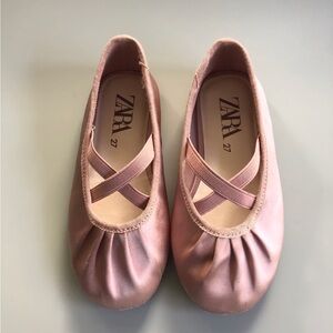 Zara Kids Blush Satin Ballet Flats SZ 9/9.5